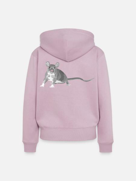 Graue Maus Illustration Ratte Nagetier - Frauen Premium Bio Zip Hoodie - Altrosa