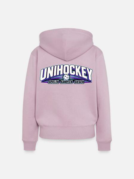 Unihockey NeonLogo Kraftvoll - Frauen Premium Bio Zip Hoodie - Altrosa