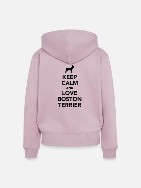 Boston Terrier - Frauen Premium Bio Zip Hoodie - Altrosa