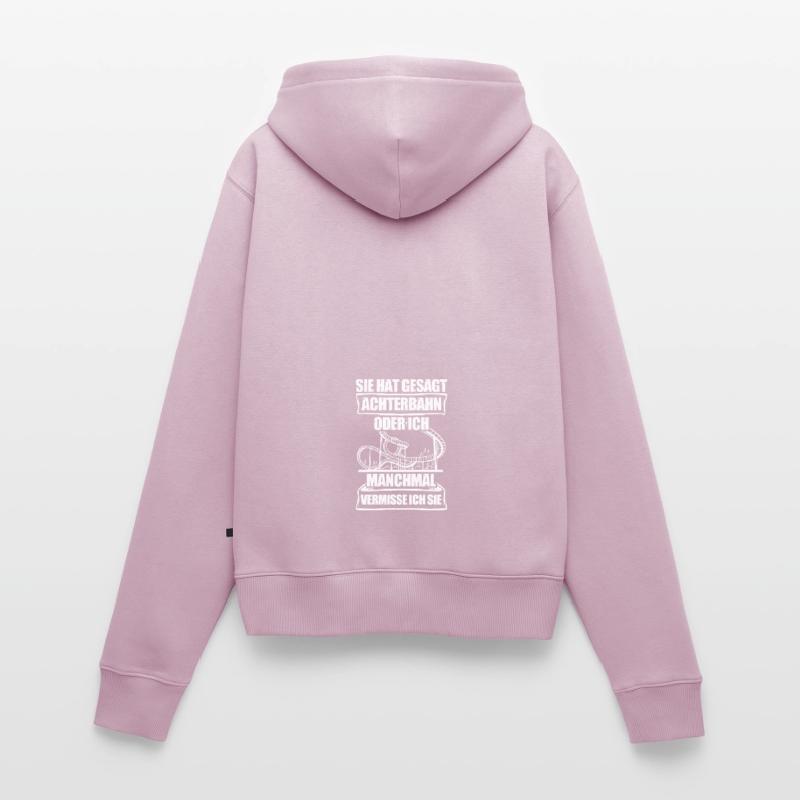 Achterbahn oder ich Freizeitpark Rollercoaster Frauen Premium Bio Zip Hoodie