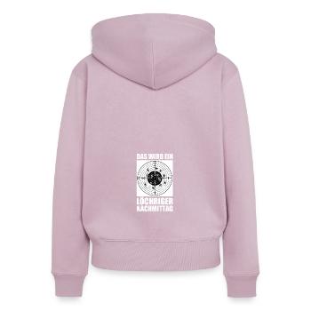 Löchrig Sportschütze Schützenfest Sportschießen - Frauen Premium Bio Zip Hoodie - Altrosa - Hinten - Julia (174cm)