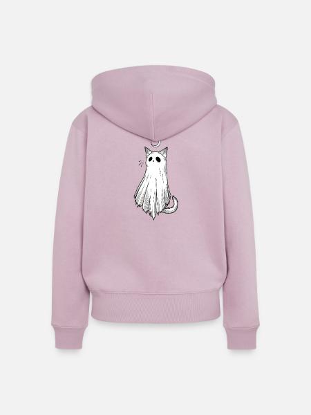 Nebelkatze im Mondschein - Frauen Premium Bio Zip Hoodie - Altrosa