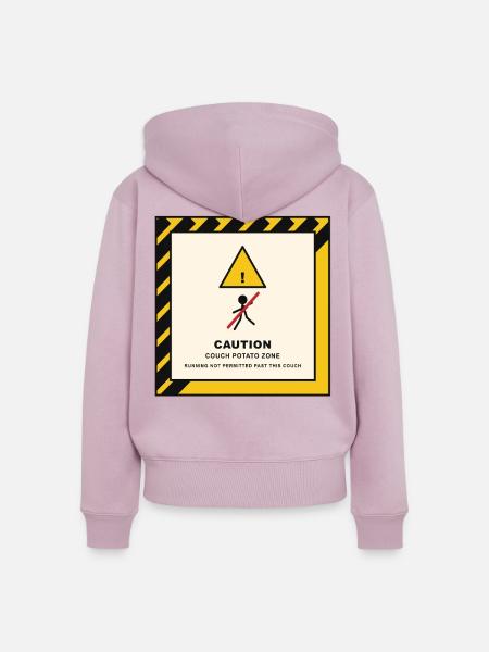 Vorsicht Couch-Potato Zone - Frauen Premium Bio Zip Hoodie - Altrosa