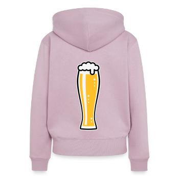 Verre à bière de blé (bière / verre de blé / verre à bière / 3C) - Sweat à capuche zippé Premium bio Femme - rose poudré - Dos - Julia (174cm)