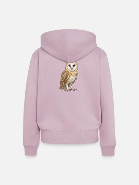 Schleiereule-Illustration – digital - Frauen Premium Bio Zip Hoodie - Altrosa