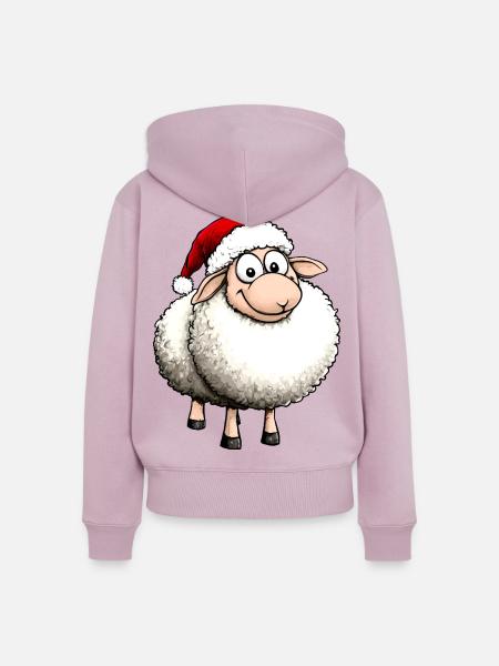 Schafe Weihnachten / Santa Schaf - Frauen Premium Bio Zip Hoodie - Altrosa