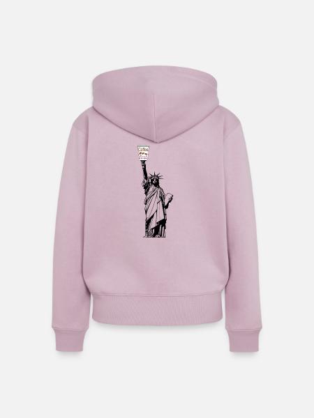Coffee first ,Freiheitsstatue - Frauen Premium Bio Zip Hoodie - Altrosa