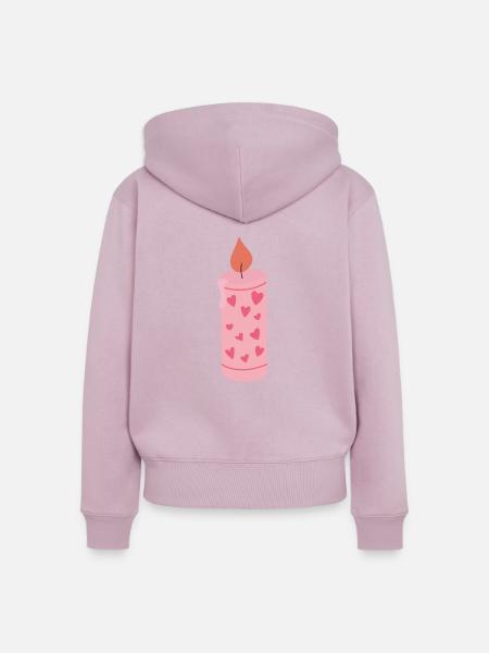 Kerze mit Herzen - Frauen Premium Bio Zip Hoodie - Altrosa