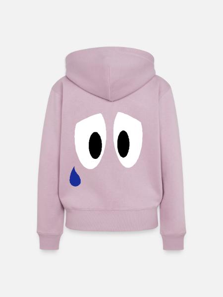 Smiley Augen Traurig - Frauen Premium Bio Zip Hoodie - Altrosa