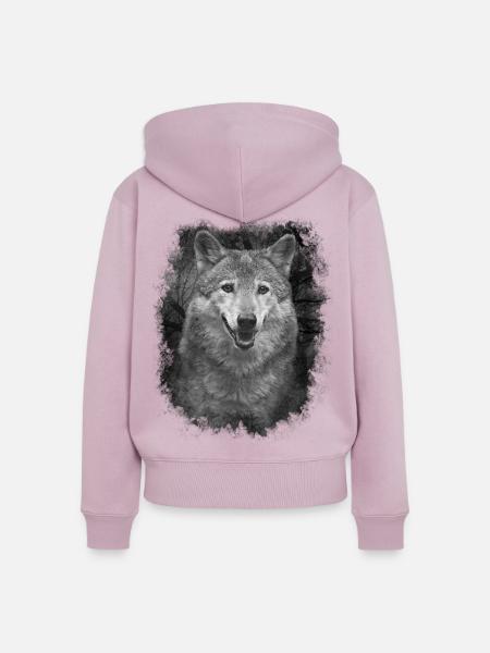 Wolf - Frauen Premium Bio Zip Hoodie - Altrosa