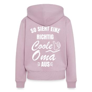 So sieht eine richtig coole Oma aus - Frauen Premium Bio Zip Hoodie - Altrosa - Hinten - Julia (174cm)