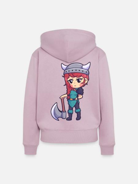 Wikinger Mädchen Axt Krieger Frau - Frauen Premium Bio Zip Hoodie - Altrosa