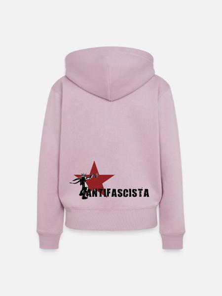 Antifaschist - Frauen Premium Bio Zip Hoodie - Altrosa