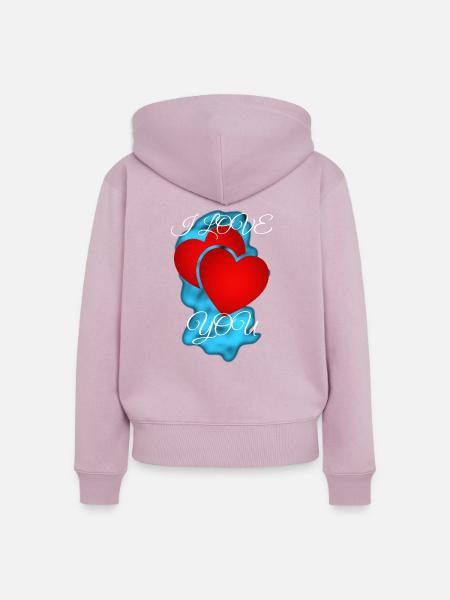 Ich Liebe Dich - Frauen Premium Bio Zip Hoodie - Altrosa