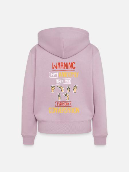 Taub Bewusstsein Gebärdensprache Geschenkidee - Frauen Premium Bio Zip Hoodie - Altrosa