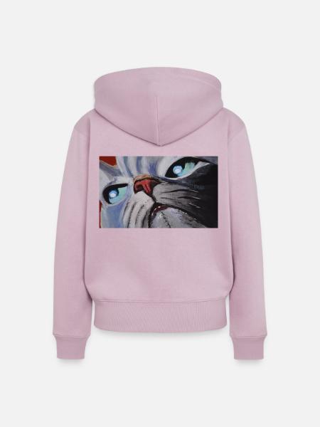 Katze Cartoon Comic - Frauen Premium Bio Zip Hoodie - Altrosa