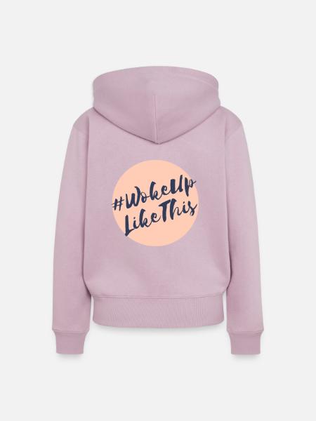 # wokeup like this - Frauen Premium Bio Zip Hoodie - Altrosa