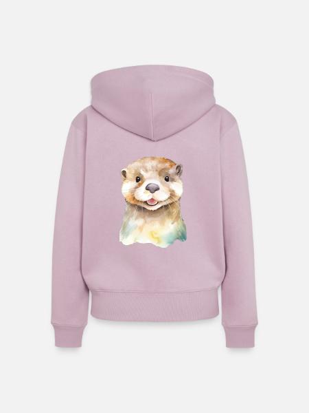 Verspielte Otter - Frauen Premium Bio Zip Hoodie - Altrosa