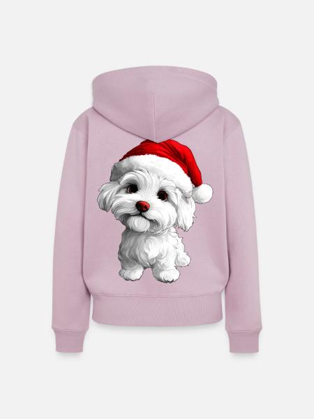 Hündchen Christmas - Frauen Premium Bio Zip Hoodie - Altrosa