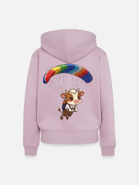 Kuh Paragleiter - Frauen Premium Bio Zip Hoodie - Altrosa