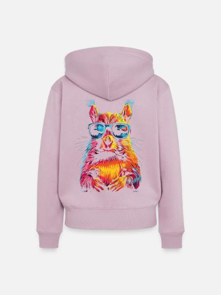 Eichhörnchen mit Sonnenbrille Regenbogen - Frauen Premium Bio Zip Hoodie - Altrosa