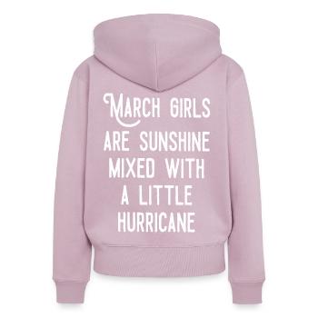 filles soleil de mars sont mélangés - Sweat à capuche zippé Premium bio Femme - rose poudré - Dos - Julia (174cm)