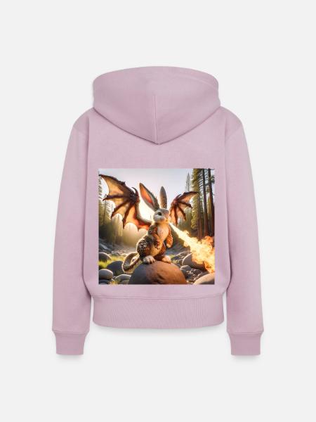 Feuerspeiender Hase Drache #12 - Frauen Premium Bio Zip Hoodie - Altrosa