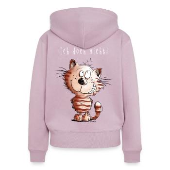 Je ne chat pas je chat motif BD cadeau - Sweat à capuche zippé Premium bio Femme - rose poudré - Dos - Julia (174cm)