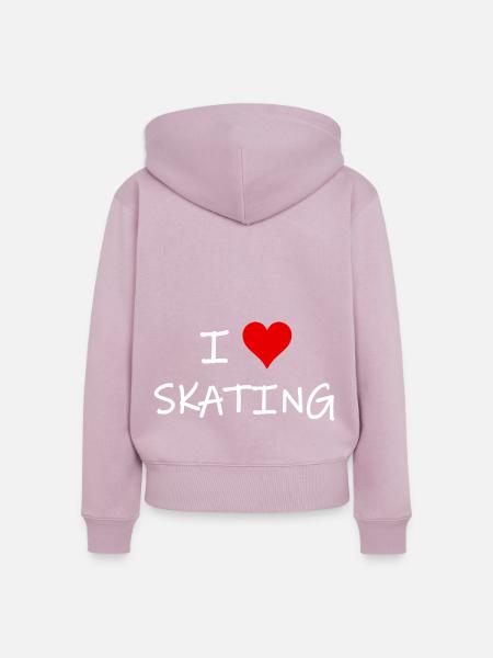 i love skating schlicht - Frauen Premium Bio Zip Hoodie - Altrosa