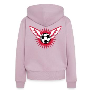 inspire FOOTBALL - Sweat à capuche zippé Premium bio Femme - rose poudré - Dos - Julia (174cm)