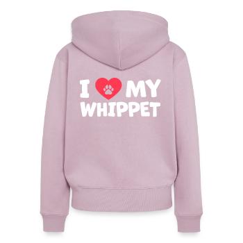 I love my Whippet britischer Windhund Geschenk - Frauen Premium Bio Zip Hoodie - Altrosa - Hinten - Julia (174cm)