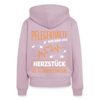 Altenpfleger Pflegedienst Pflegehelfer - Frauen Premium Bio Zip Hoodie - Altrosa - Hinten - Julia (174cm)
