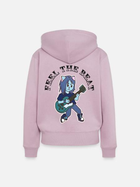Katze spielt Gitarre - Frauen Premium Bio Zip Hoodie - Altrosa