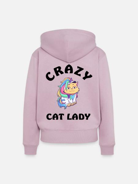 Crazy Cat Lady - Frauen Premium Bio Zip Hoodie - Altrosa