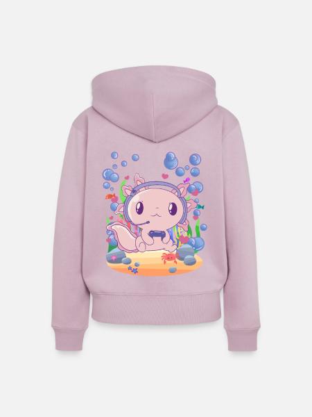 Axolotl zockt unter Wasser - Frauen Premium Bio Zip Hoodie - Altrosa