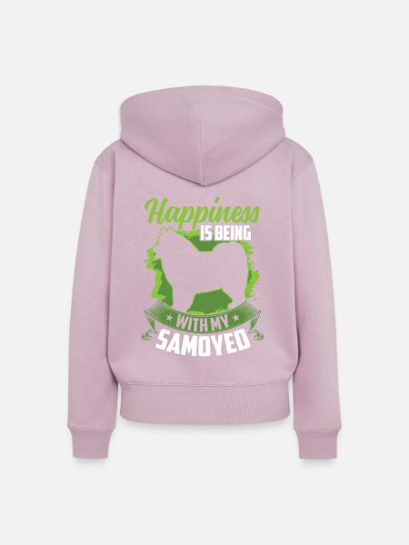 Samojede ist glücklich sein Samojedenspitz - Frauen Premium Bio Zip Hoodie - Altrosa