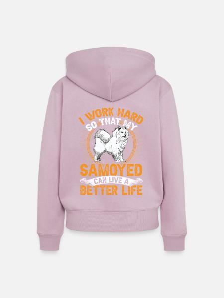 Samojede arbeite hart Samojedenspitz - Frauen Premium Bio Zip Hoodie - Altrosa