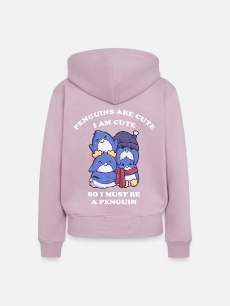 Pinguin Freunde am Südpol - Frauen Premium Bio Zip Hoodie - Altrosa