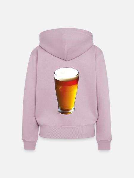 Bier Glas Schaum Alkohol Trinker - Frauen Premium Bio Zip Hoodie - Altrosa