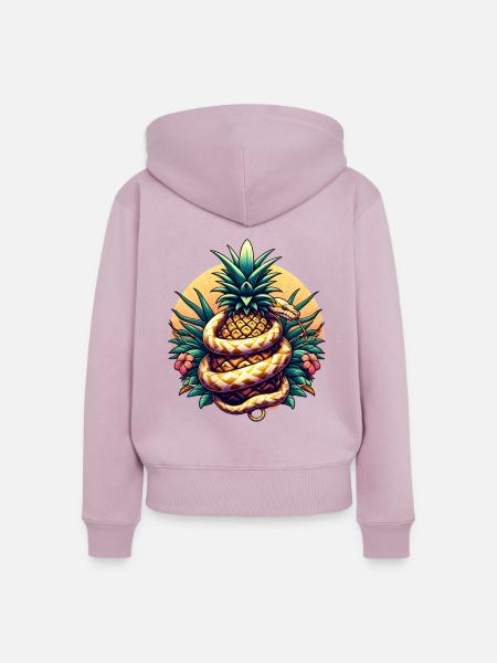 Python um Ananas - Frauen Premium Bio Zip Hoodie - Altrosa