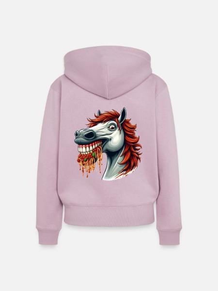 Pasta-Liebhaber-Pferd - Frauen Premium Bio Zip Hoodie - Altrosa