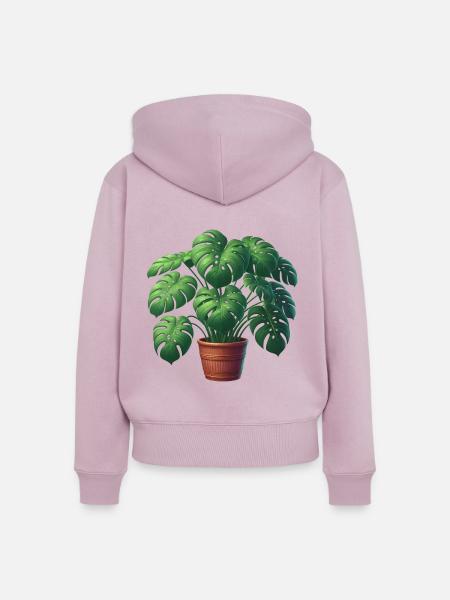 Wunderschöne Monstera Pflanze - Frauen Premium Bio Zip Hoodie - Altrosa