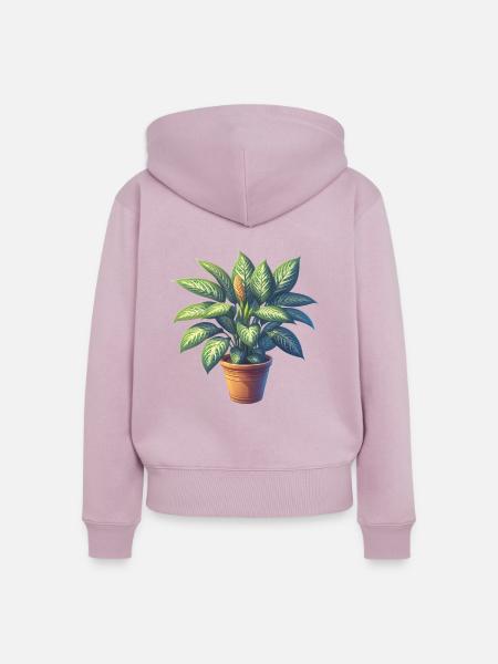 Dieffenbachia-Pflanze im Topf - Frauen Premium Bio Zip Hoodie - Altrosa