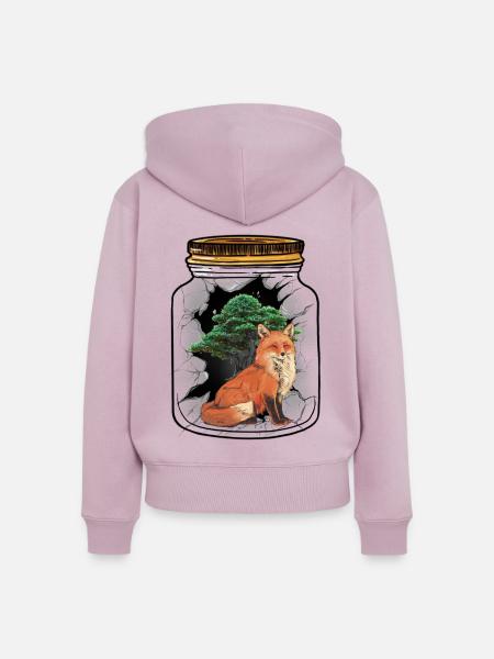 Fuchs Füchse Waldbewohner Baum - Frauen Premium Bio Zip Hoodie - Altrosa