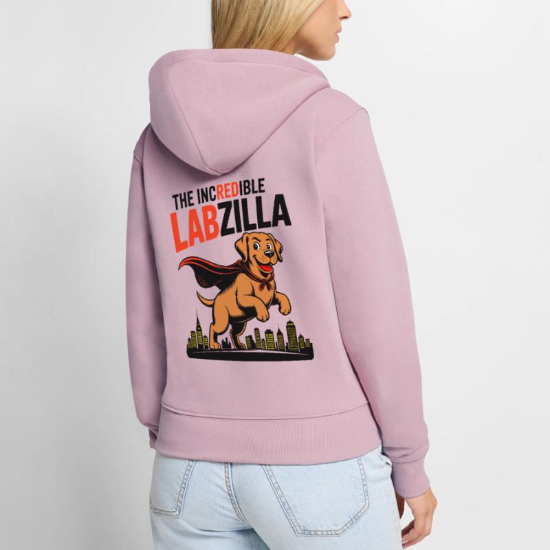 Labzilla – Labrador roux en mode monstre Sweat à capuche zippé Premium bio Femme