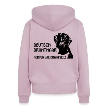 Deutsch Drahthaar-Portrait Nerven wie Drahthaar - Frauen Premium Bio Zip Hoodie - Altrosa - Hinten - Julia (174cm)