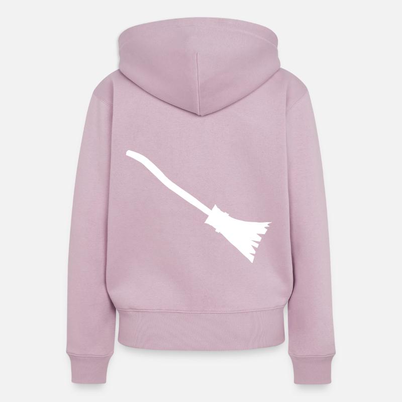 Balai de sorcière - Sweat à capuche zippé Premium bio Femme - rose poudré