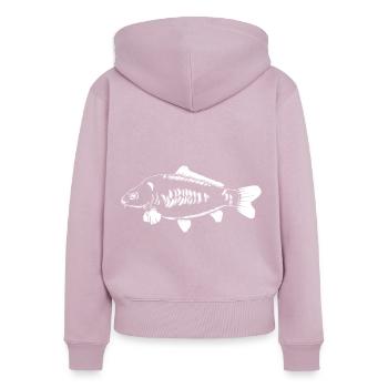 letzterWurf - White Carp - Karpfen - Frauen Premium Bio Zip Hoodie - Altrosa - Hinten - Julia (174cm)