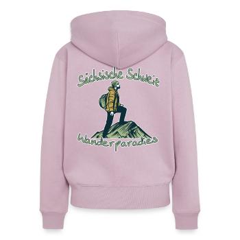 Wanderparadies Sächsische Schweiz - Frauen Premium Bio Zip Hoodie - Altrosa - Hinten - Julia (174cm)