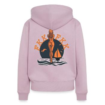 Les naturistes baignent le naturisme - Sweat à capuche zippé Premium bio Femme - rose poudré - Dos - Julia (174cm)